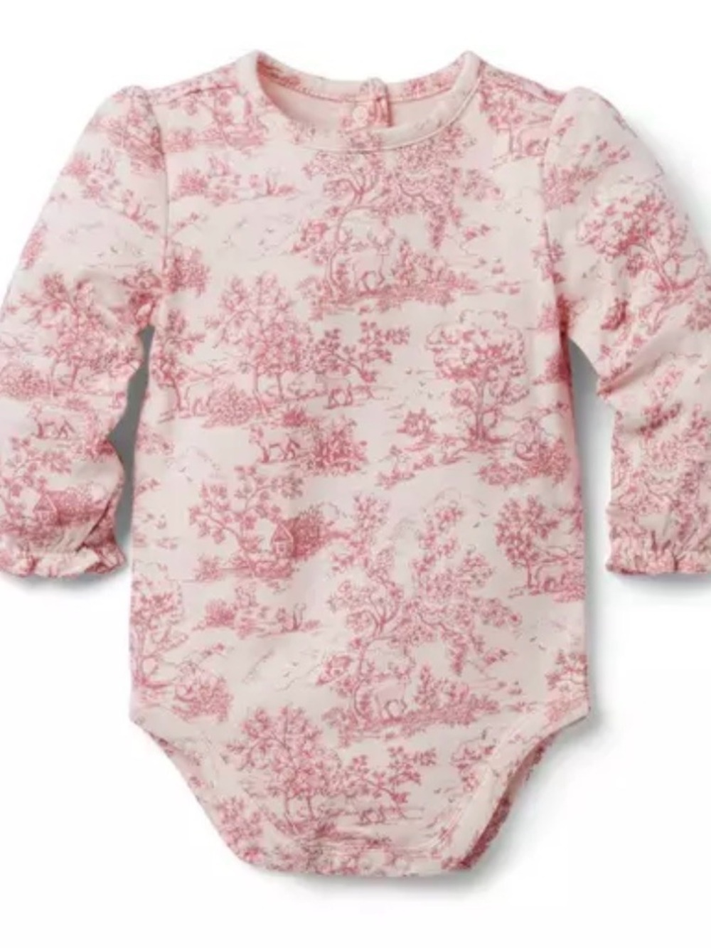 Janie and Jack Baby pearl woodland Pink Toile Bodysuit girls 0-3 month EUC